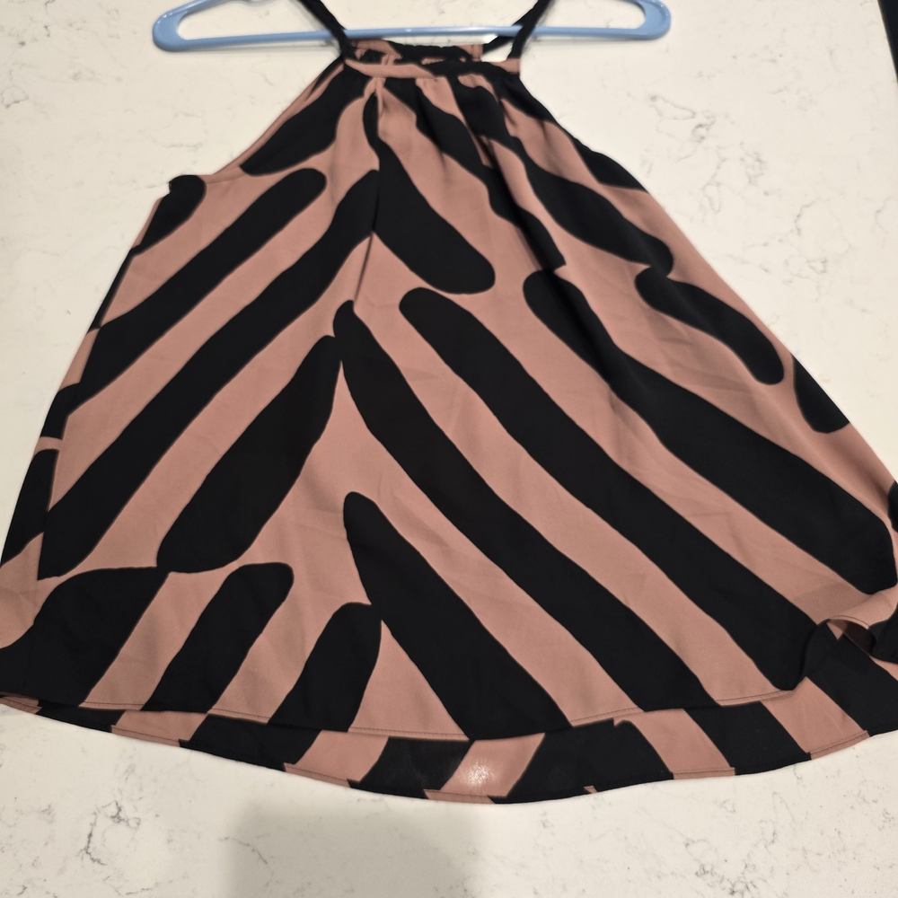 LOFT Black and Pink Striped Top